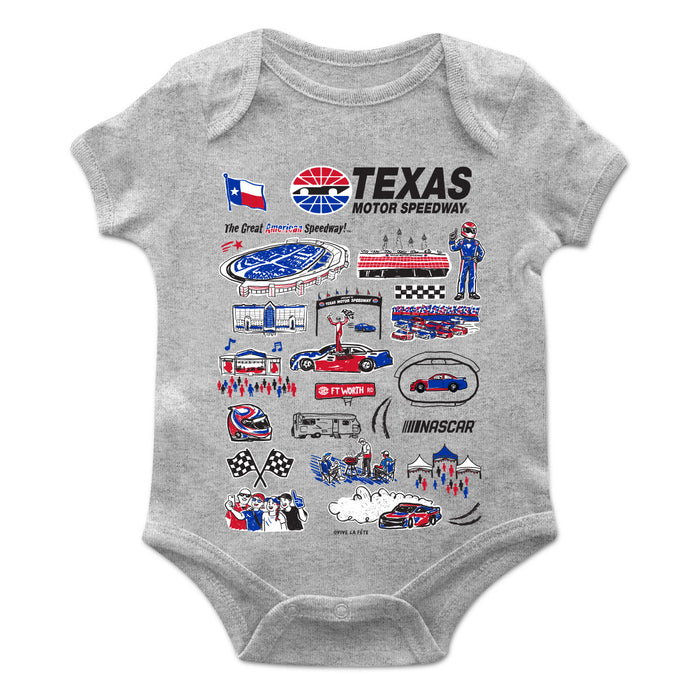NASCAR Texas Cotton Short Sleeve Bodysuit Impressions Artwork Gray