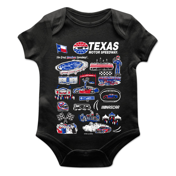 NASCAR Texas Cotton Short Sleeve Bodysuit Impressions Artwork Black