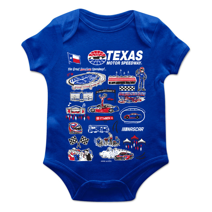 NASCAR Texas Cotton Short Sleeve Bodysuit Impressions Artwork Royal