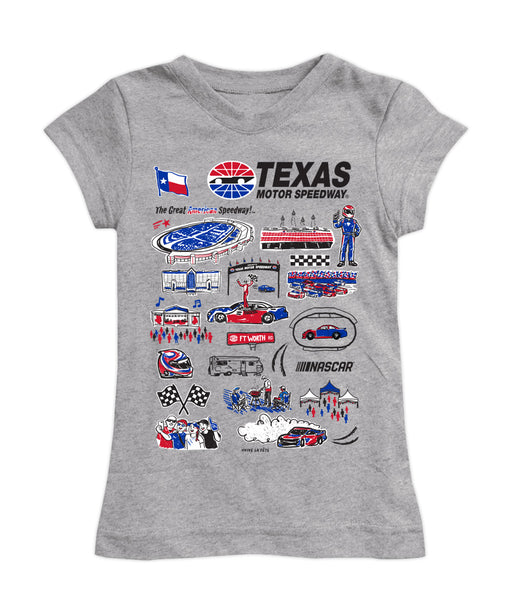NASCAR Texas Girl´s Fitted Cotton T-shirt Gray