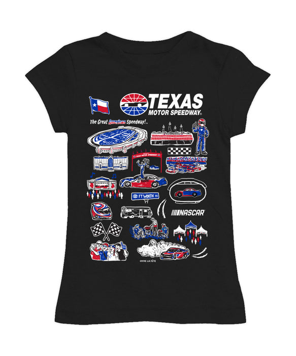 NASCAR Texas Girl´s Fitted Cotton T-shirt Black