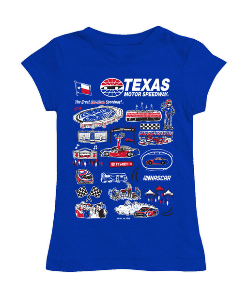 NASCAR Texas Girl´s Fitted Cotton T-shirt Royal