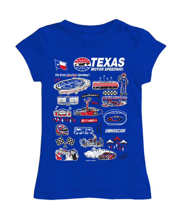 NASCAR Texas Girl´s Fitted Cotton T-shirt Royal