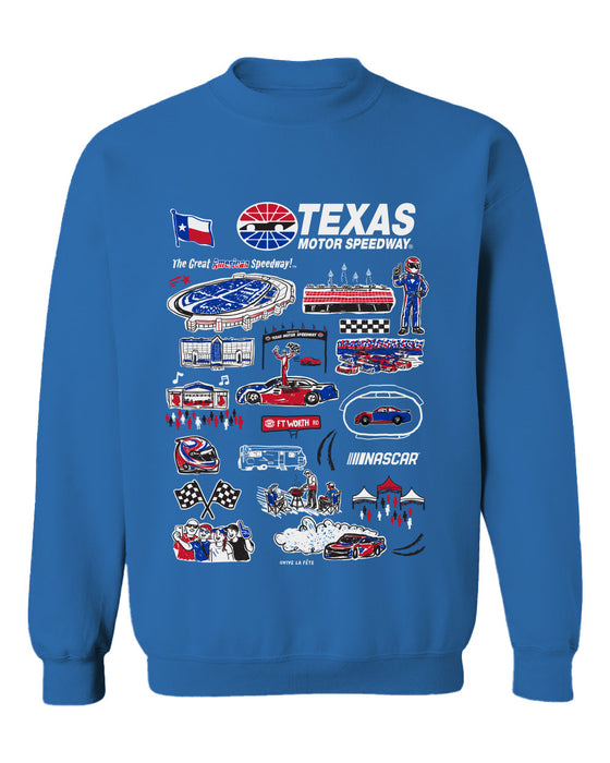 NASCAR Texas Womens Cotton Crewneck Pullover Sweatshirt Royal