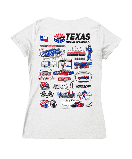 NASCAR Texas Women's V-neck Fitted Cotton T-Shirt White - Vive La Fête - Online Apparel Store