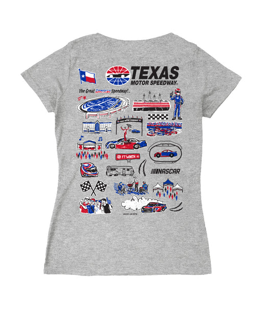 NASCAR Texas Women's V-neck Fitted Cotton T-Shirt Gray - Vive La Fête - Online Apparel Store