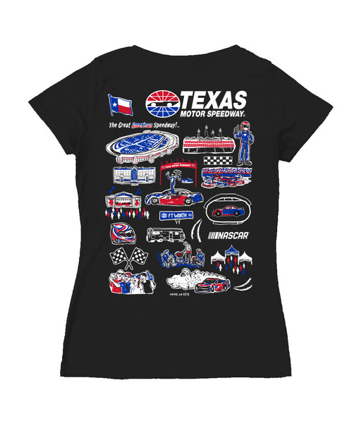 NASCAR Texas Women's V-neck Fitted Cotton T-Shirt Black - Vive La Fête - Online Apparel Store