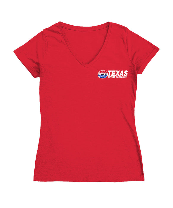 NASCAR Texas Women's V-neck Fitted Cotton T-Shirt Red