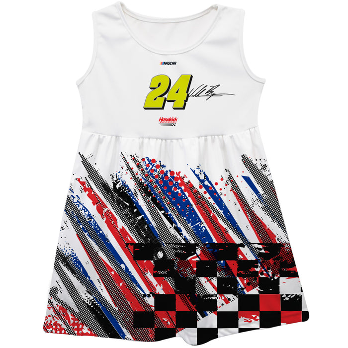 William Byron Nascar Abstract Check Halftones Tank Dress - White