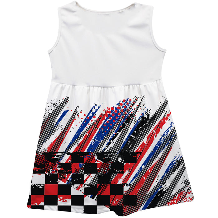 William Byron Nascar Abstract Check Halftones Tank Dress - White