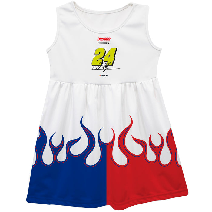 William Byron Nascar Car Flames Tank Dress - White