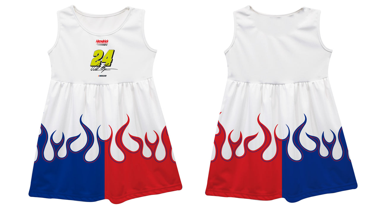 William Byron Nascar Car Flames Tank Dress - White