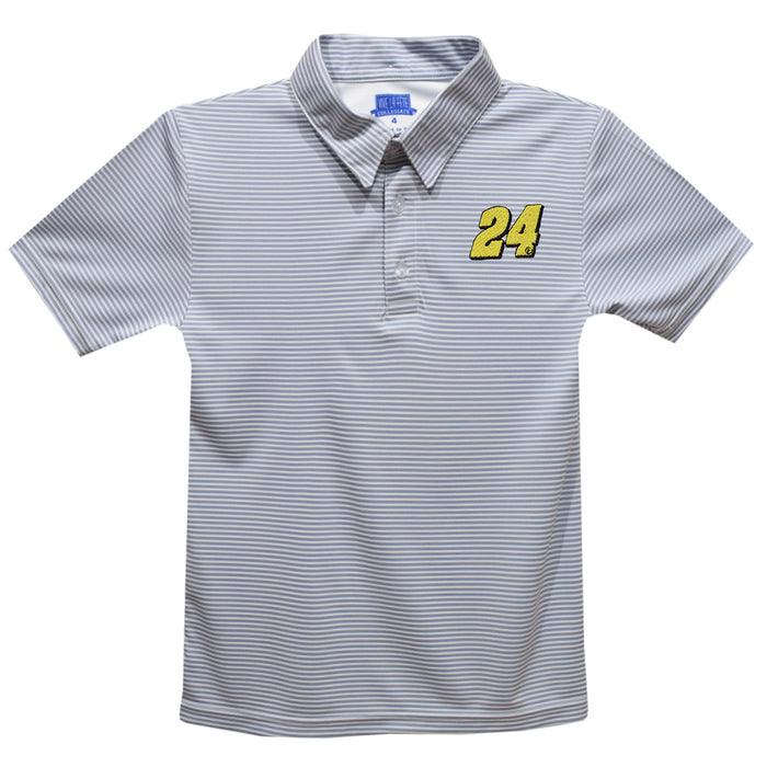 William Byron Vive La Fete Pencil Stripe Polo - Gray