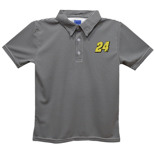 William Byron Vive La Fete Pencil Stripe Polo - Black