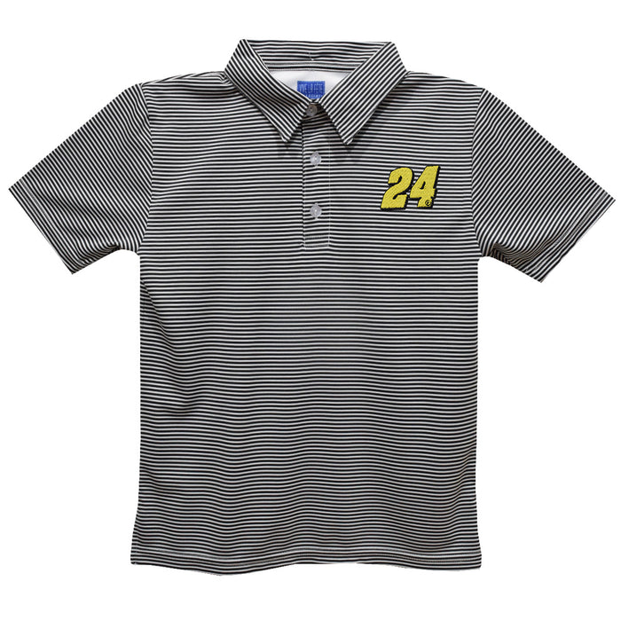William Byron Vive La Fete Pencil Stripe Polo - Black