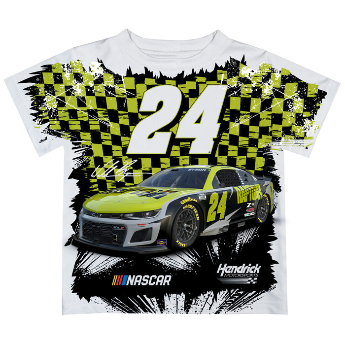 William Byron Vive La Fete Checkered Racing Car T-Shirt- Green