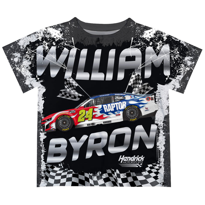 William Byron Vive La Fete Checkered Racing Car T-Shirt- Black