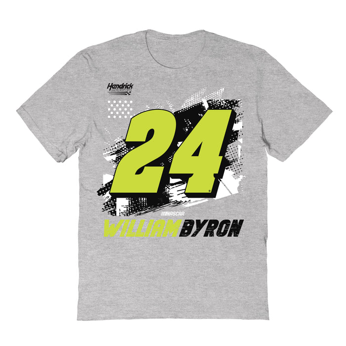 William Byron NASCAR Abstract Check Halftones Cotton T-Shirt - Grey