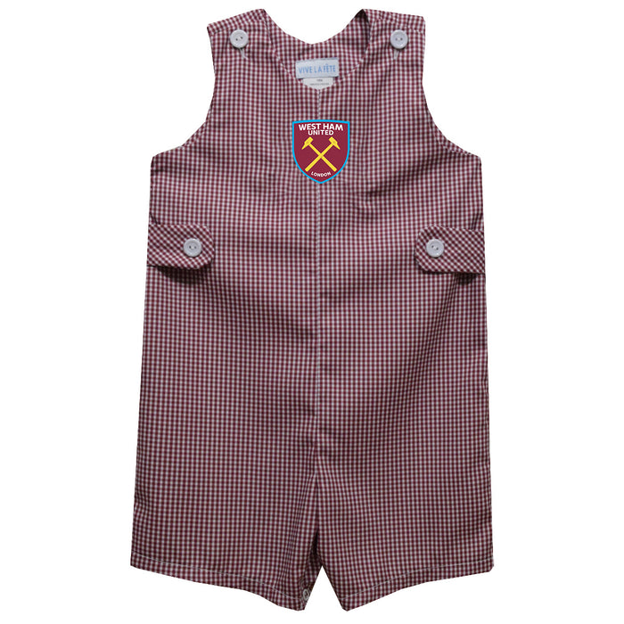 West Ham United Vive La Fete Gingham Jon Jon Romper - Claret