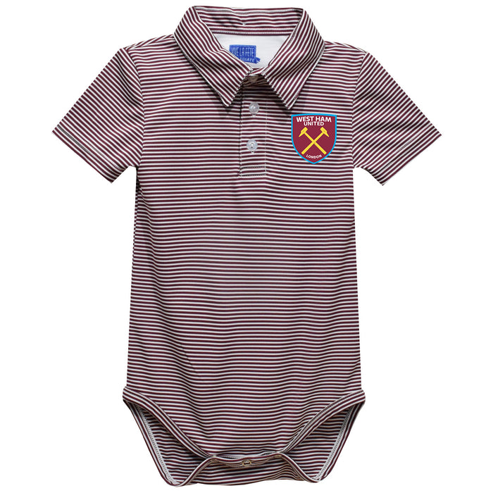 West Ham United Vive La Fete Polo Pencil Stripe Bodysuit - Claret