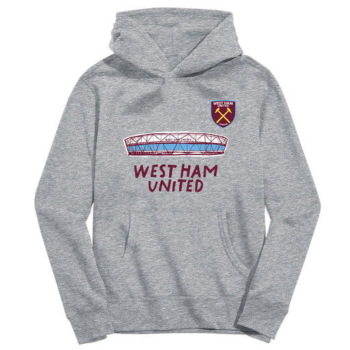 West Ham United Youth Grey Pullover Cotton Hoodie