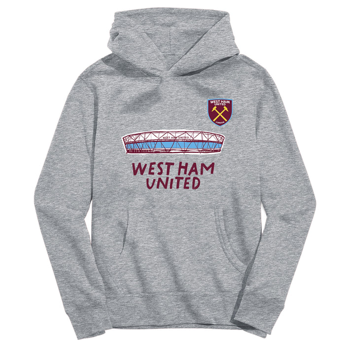 West Ham United Youth Grey Pullover Cotton Hoodie