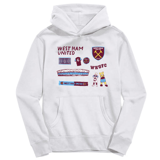West Ham United Youth White Pullover Cotton Hoodie