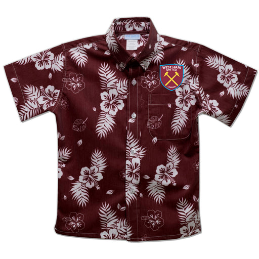 West Ham United Vive La Fete Hawaiian Print Button-Down Shirt - Claret