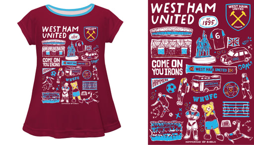 West Ham United Vive La Fete Girls Impressions Artwork A-Line Top - Maroon - Vive La Fête - Online Apparel Store