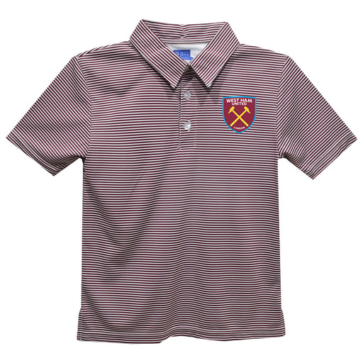 West Ham United Vive La Fete Pencil Stripe Polo - Claret