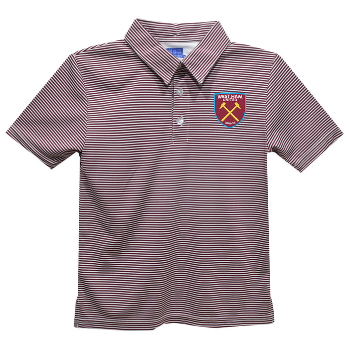 West Ham United Vive La Fete Pencil Stripe Polo - Claret