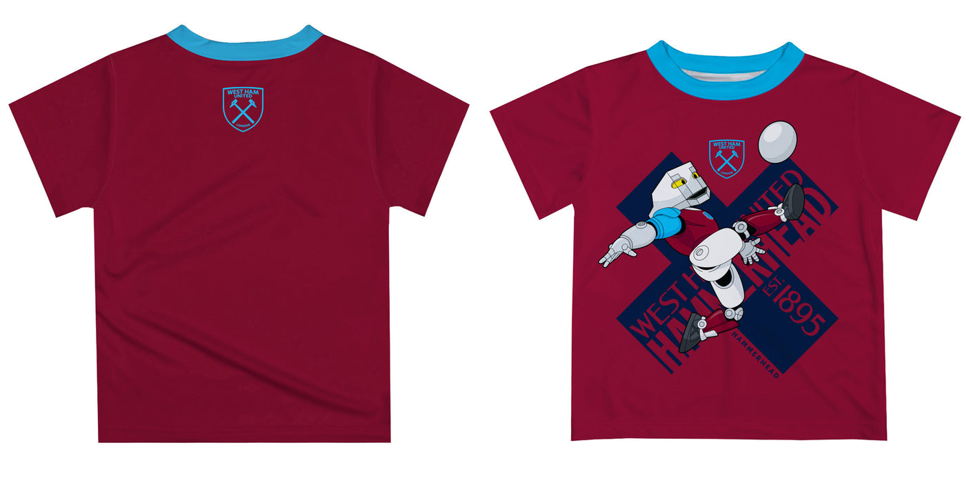 West Ham United Vive La Fete Hammerhead Kicking The Ball T-Shirt - Maroon - Vive La Fête - Online Apparel Store