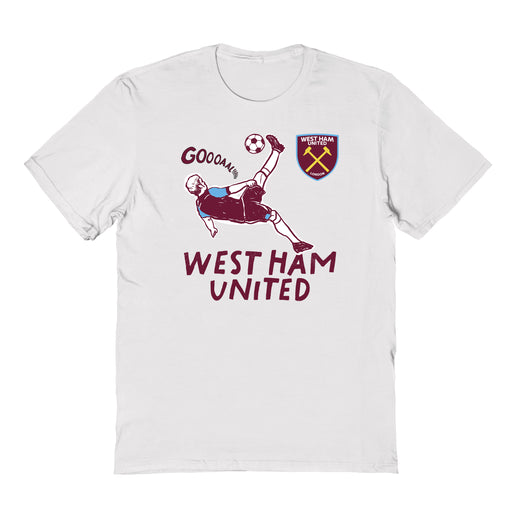 West Ham United Impressions Artwork White Youth Cotton T-Shirt