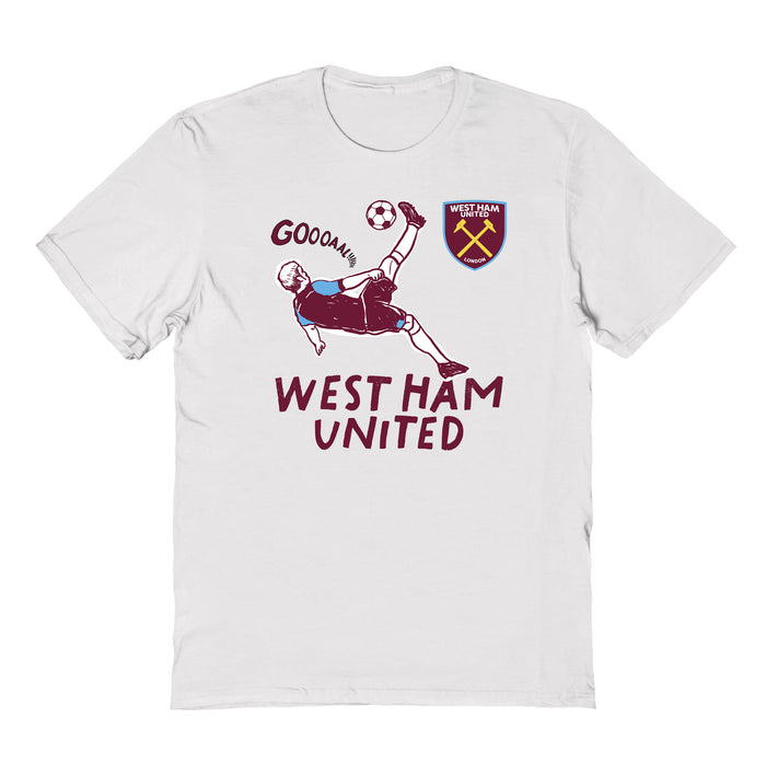 West Ham United Impressions Artwork White Youth Cotton T-Shirt