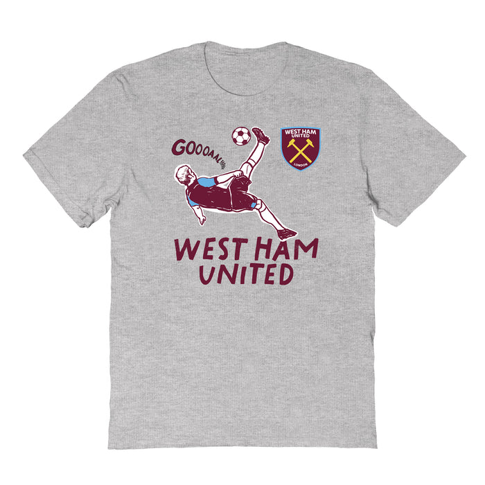 West Ham United Impressions Artwork Grey Youth Cotton T-Shirt