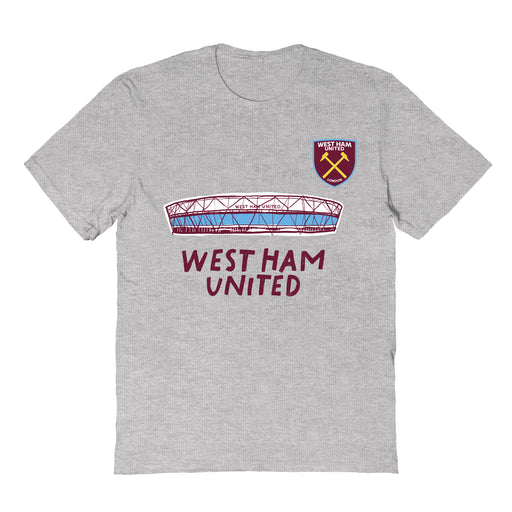 West Ham United Impressions Artwork Grey Youth Cotton T-Shirt