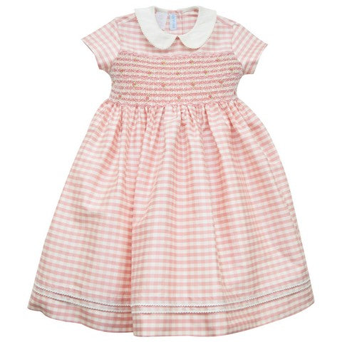 Pink Geometric Smocked Dress SS