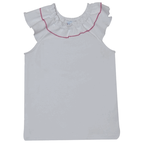 White Knit Girls Top Ruffle Collar Angel Wing Sleeve