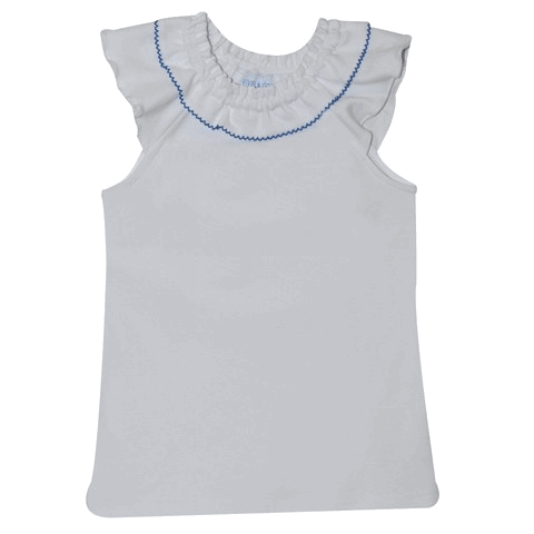 White Knit Girls Top Ruffle Collar Angel Wing Sleeve