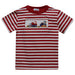 Excavator Smocked Red Stripes Knit Short Sleeve Boys Tee Shirt