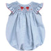 Love Is In The Air Smocked Light Blue Gingham Angel Wing Girls Bubble Bishop
