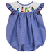 Summer Smocked Royal Gingham Angel Wing Girls Bubble Bishop With Insert