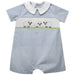 Little Lambs Smocked Light Blue Check Seersucker Boys Bubble Short Sleeve
