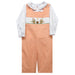 Raccoons in Autumn Smocked Orange Gingham Boys Long Jon Jon and Long Sleeve White Shirt