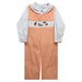 Boo Halloween Smocked Orange Gingham Boys Long Jon Jon and Long Sleeve White Shirt