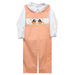 Jack O Lantern Smocked Orange Gingham Boys Long Jon Jon and Long Sleeve White Shirt