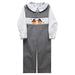 Jack O Lantern Smocked Black Gingham Boys Long Jon Jon and Long Sleeve White Shirt