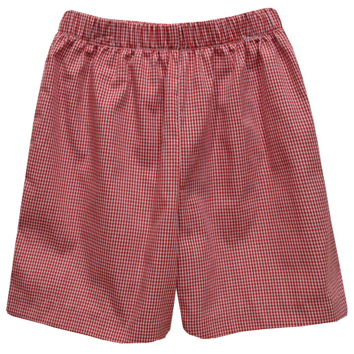 Red Cardinal Gingham Boys Pull on Short - Vive La Fête - Online Apparel Store