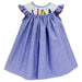 Summer Smocked Royal Gingham Angel Wing Girls Bishop With Insert