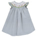 Little Lambs Smocked Light Blue Check Seersucker Angel Wing Girls Bishop With Insert